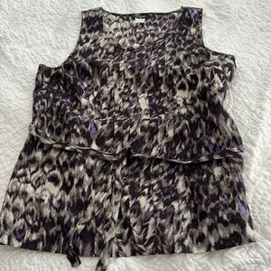 J Crew muted colored sleeveless pleated top with waist tie. Like new!